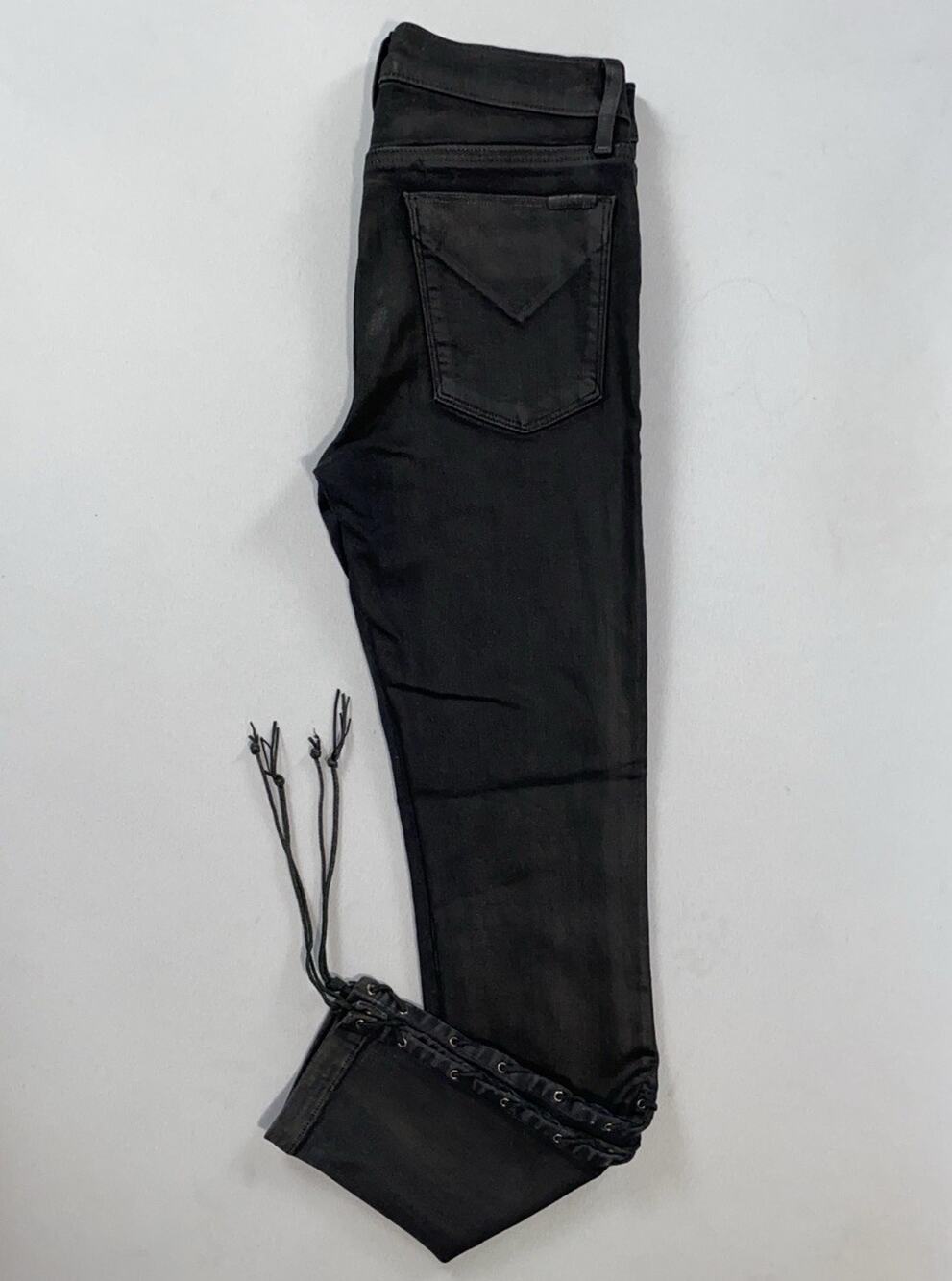Hudson 'Nix Lace Hem Crop' Coated Faux Leather Skinny Jeans. Women's 26, GUC!